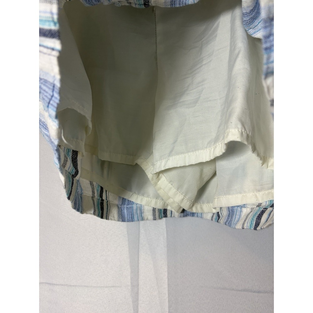Da-sh Shorts Womens Sz L Blue White Striped Linen Flat Front Drawstring Pockets - Picture 8 of 9